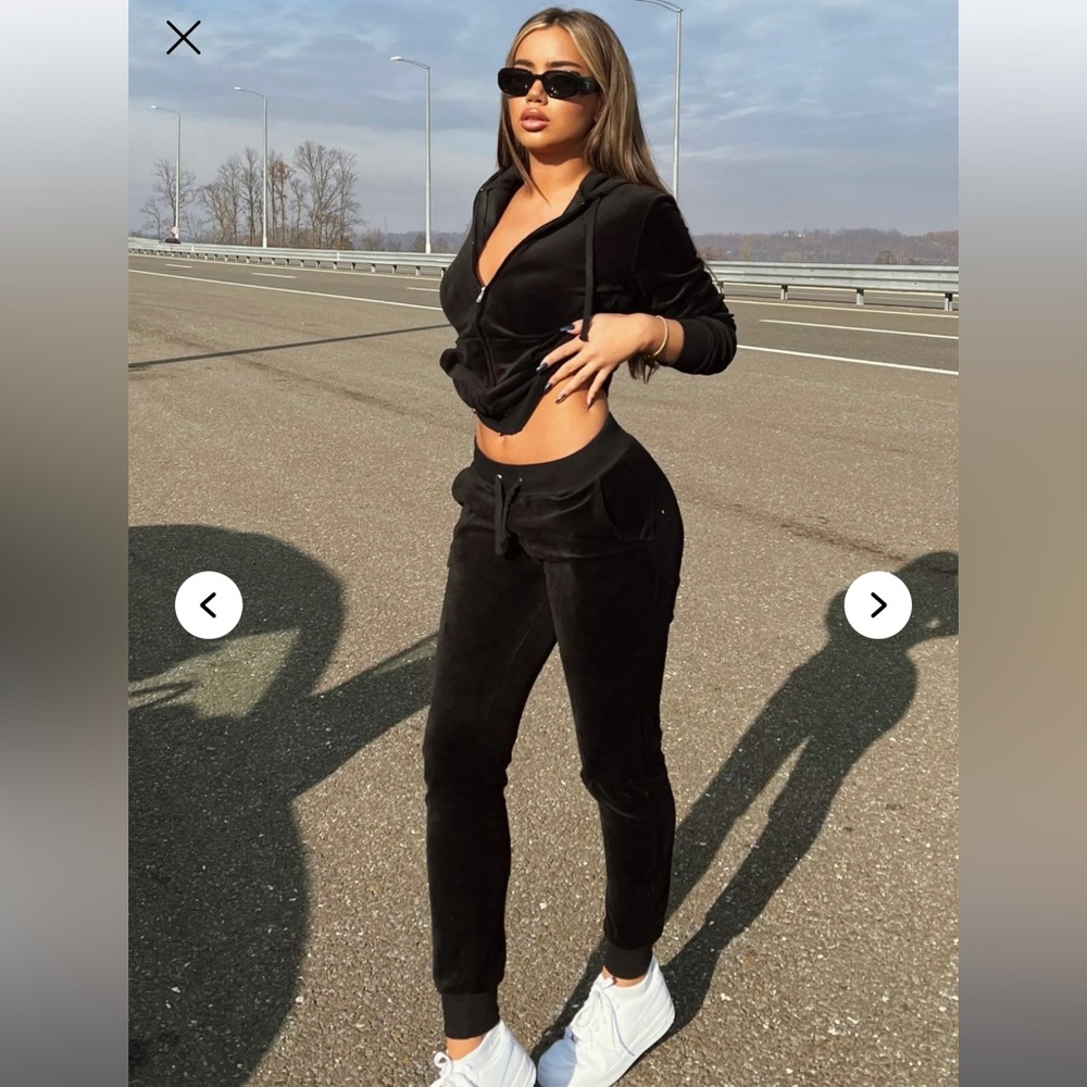 Women's Black Velour Tracksuit